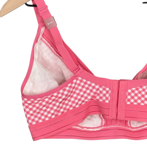 Cacique Bralette 14/16 NWT Pink Gingham Plaid Adjustable Unlined Comfortable - Picture 4 of 6